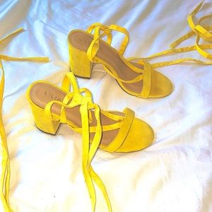 Lace up open-toe block heels